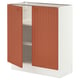 SEKTION Gabinete bajo 2 puertas c/estantes, blanco/Terrsjö motivo de ondas marrón rojizo, 76x37x76 cm