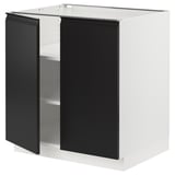 SEKTION Gabinete bajo 2 puertas c/estantes, blanco/Upplöv Carbón mate, 76x61x76 cm