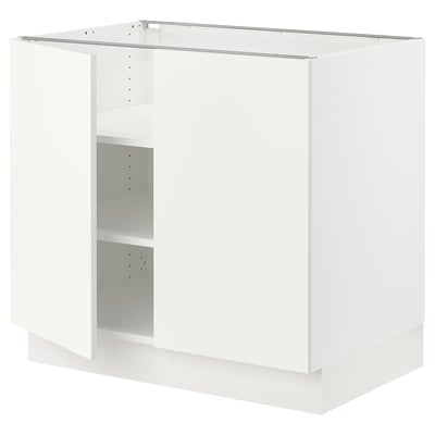 SEKTION Gabinete bajo 2 puertas c/estantes, blanco/Vallstena blanco, 91x61x76 cm