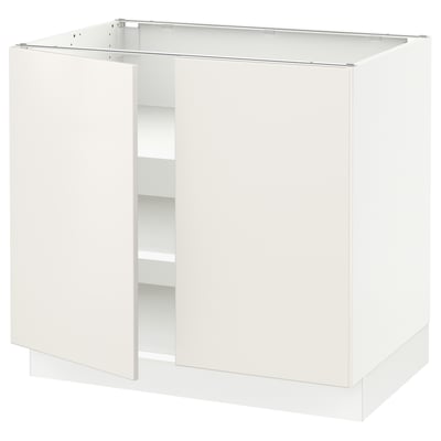 SEKTION Gabinete bajo 2 puertas c/estantes, blanco/Veddinge blanco, 91x61x76 cm