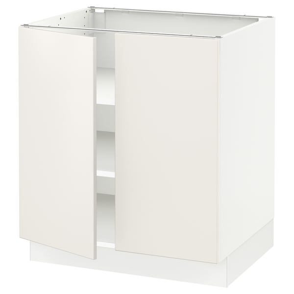 SEKTION Gabinete bajo 2 puertas c/estantes, blanco/Veddinge blanco, 76x61x76 cm