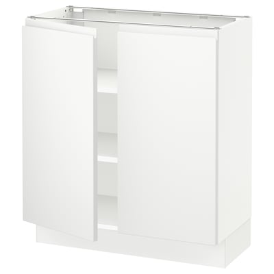 SEKTION Gabinete bajo 2 puertas c/estantes, blanco/Voxtorp blanco mate, 76x37x76 cm