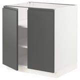 SEKTION Gabinete bajo 2 puertas c/estantes, blanco/Voxtorp gris oscuro, 76x61x76 cm