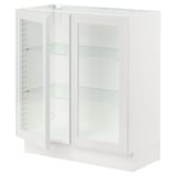 SEKTION Gabinete bajo 2 puertas vidrio, blanco/Hejsta Vidrio transparente blanco, 76x37x76 cm