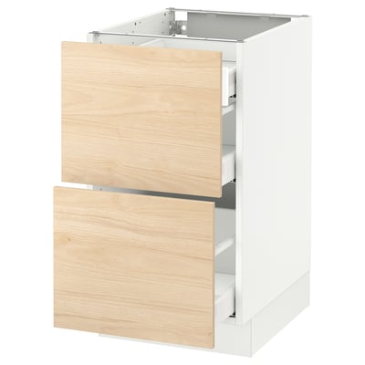 SEKTION Gabinete bajo 3 cajones, blanco Maximera/Askersund efecto fresno claro, 46x61x76 cm