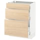 SEKTION Gabinete bajo 3 cajones, blanco Maximera/Askersund efecto fresno claro, 61x37x76 cm