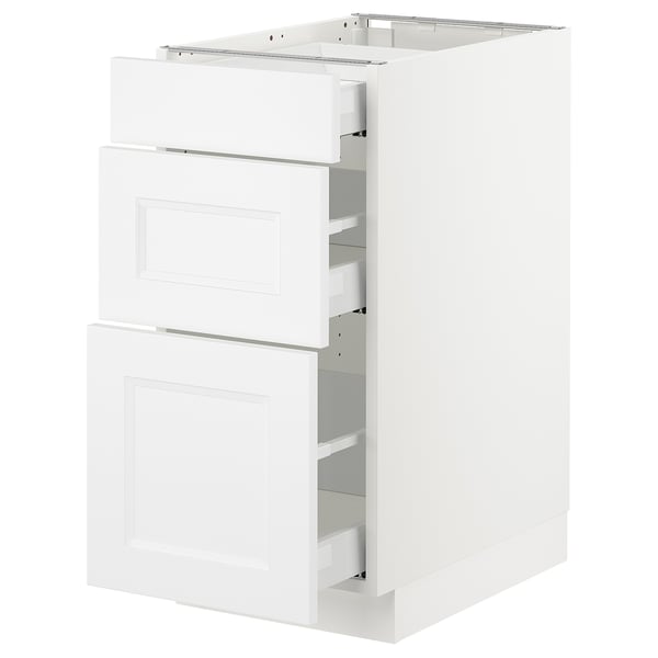 SEKTION Gabinete bajo 3 cajones, blanco Maximera/Axstad blanco mate, 38x61x76 cm