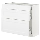 SEKTION Gabinete bajo 3 cajones, blanco Maximera/Axstad blanco mate, 91x37x76 cm