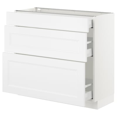 SEKTION Gabinete bajo 3 cajones, blanco Maximera/Axstad blanco mate, 91x37x76 cm