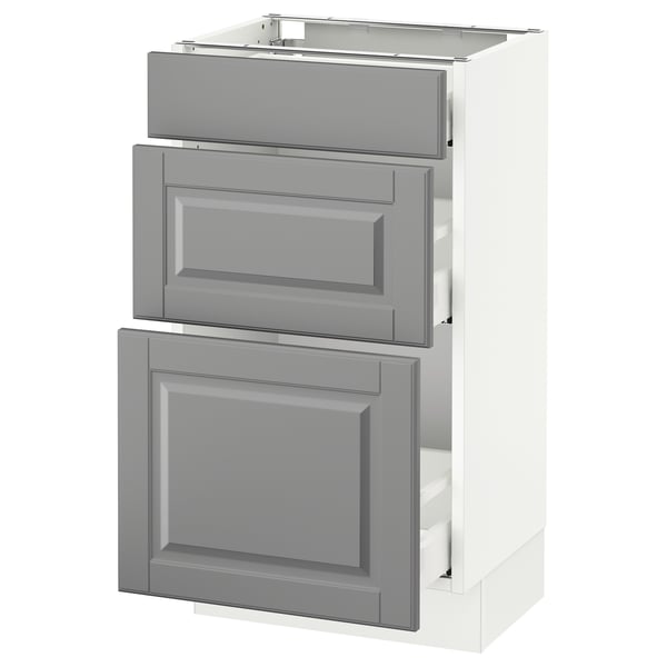 SEKTION Gabinete bajo 3 cajones, blanco Maximera/Bodbyn gris, 46x37x76 cm