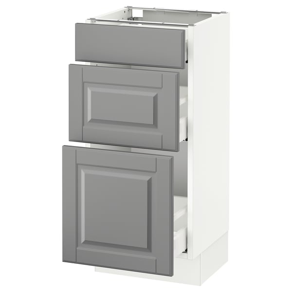 SEKTION Gabinete bajo 3 cajones, blanco Maximera/Bodbyn gris, 38x37x76 cm