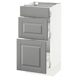 SEKTION Gabinete bajo 3 cajones, blanco Maximera/Bodbyn gris, 38x37x76 cm