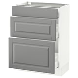 SEKTION Gabinete bajo 3 cajones, blanco Maximera/Bodbyn gris, 61x37x76 cm