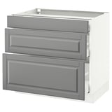SEKTION Gabinete bajo 3 cajones, blanco Maximera/Bodbyn gris, 91x61x76 cm