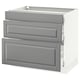 Opción: SEKTION Gabinete bajo 3 cajones, blanco Maximera/Bodbyn gris, 91x61x76 cm