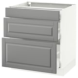SEKTION Gabinete bajo 3 cajones, blanco Maximera/Bodbyn gris, 76x61x76 cm