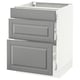 SEKTION Gabinete bajo 3 cajones, blanco Maximera/Bodbyn gris, 61x61x76 cm