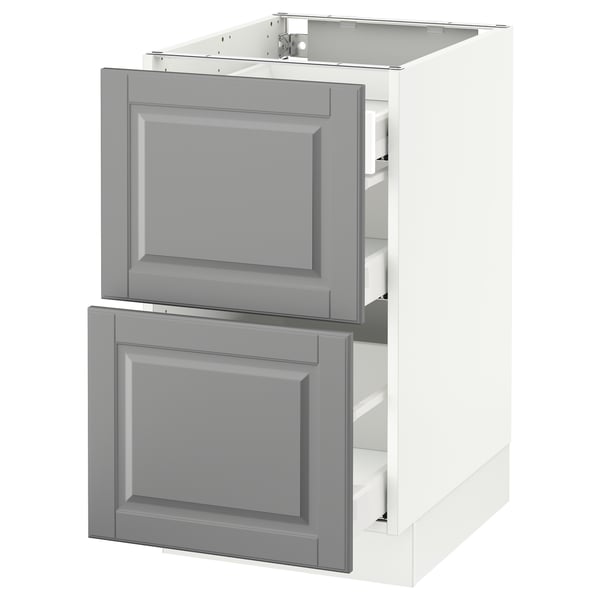 SEKTION Gabinete bajo 3 cajones, blanco Maximera/Bodbyn gris, 46x61x76 cm