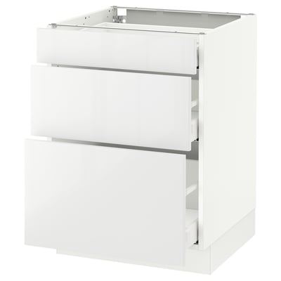 SEKTION Gabinete bajo 3 cajones, blanco Maximera/Ringhult blanco, 61x61x76 cm