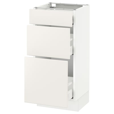 SEKTION Gabinete bajo 3 cajones, blanco Maximera/Veddinge blanco, 38x37x76 cm
