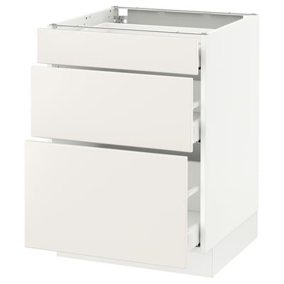 SEKTION Gabinete bajo 3 cajones, blanco Maximera/Veddinge blanco, 61x61x76 cm
