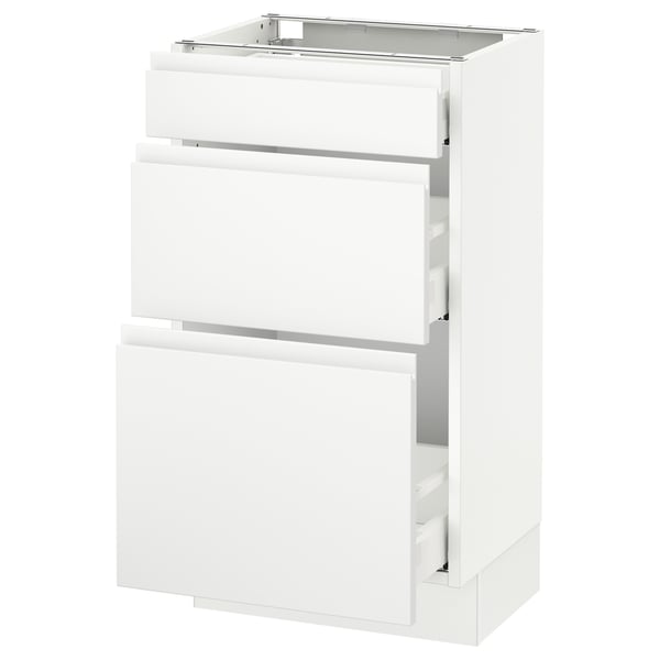 SEKTION Gabinete bajo 3 cajones, blanco Maximera/Voxtorp blanco mate, 46x37x76 cm