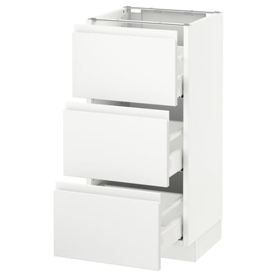 SEKTION Gabinete bajo 3 cajones, blanco Maximera/Voxtorp blanco mate, 38x37x76 cm