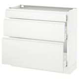 SEKTION Gabinete bajo 3 cajones, blanco Maximera/Voxtorp blanco mate, 91x37x76 cm