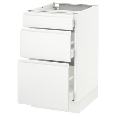 SEKTION Gabinete bajo 3 cajones, blanco Maximera/Voxtorp blanco mate, 46x61x76 cm