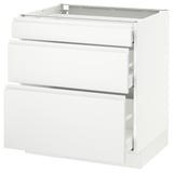 SEKTION Gabinete bajo 3 cajones, blanco Maximera/Voxtorp blanco mate, 76x61x76 cm