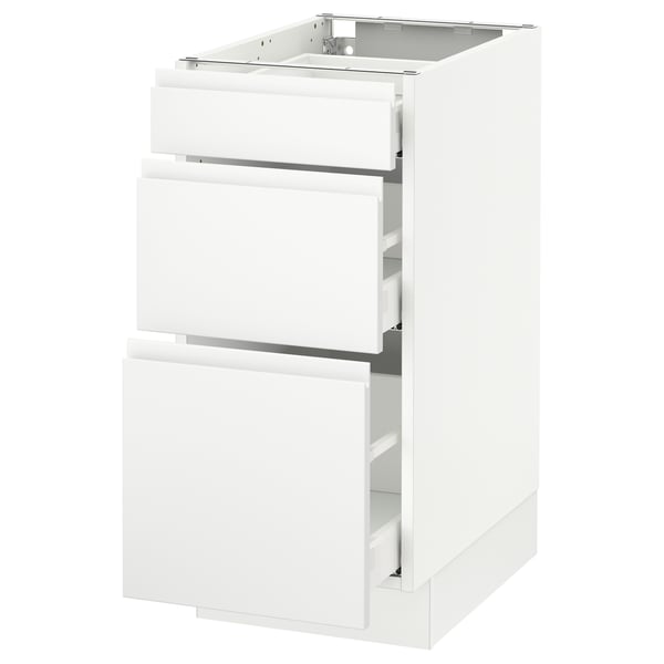 SEKTION Gabinete bajo 3 cajones, blanco Maximera/Voxtorp blanco mate, 38x61x76 cm