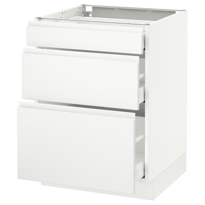 SEKTION Gabinete bajo 3 cajones, blanco Maximera/Voxtorp blanco mate, 61x61x76 cm