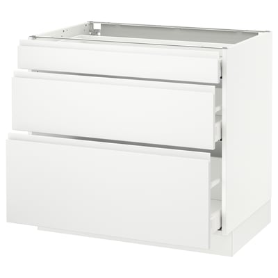 SEKTION Gabinete bajo 3 cajones, blanco Maximera/Voxtorp blanco mate, 91x61x76 cm