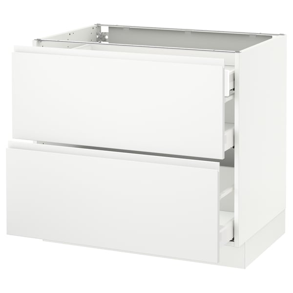 SEKTION Gabinete bajo 3 cajones, blanco Maximera/Voxtorp blanco mate, 91x61x76 cm