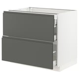 SEKTION Gabinete bajo 3 cajones, blanco Maximera/Voxtorp gris oscuro, 91x61x76 cm