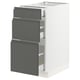 SEKTION Gabinete bajo 3 cajones, blanco Maximera/Voxtorp gris oscuro, 38x61x76 cm