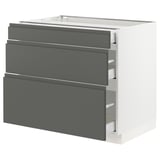 SEKTION Gabinete bajo 3 cajones, blanco Maximera/Voxtorp gris oscuro, 91x61x76 cm