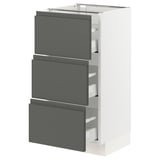 SEKTION Gabinete bajo 3 cajones, blanco Maximera/Voxtorp gris oscuro, 38x37x76 cm