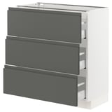 SEKTION Gabinete bajo 3 cajones, blanco Maximera/Voxtorp gris oscuro, 76x37x76 cm