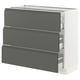 SEKTION Gabinete bajo 3 cajones, blanco Maximera/Voxtorp gris oscuro, 91x37x76 cm