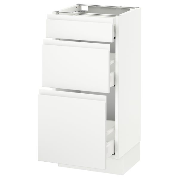 SEKTION Gabinete bajo 3 cajones, blanco/Voxtorp blanco mate, 38x37x76 cm