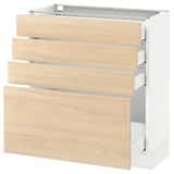 SEKTION Gabinete bajo 4 cajones, blanco Maximera/Askersund efecto fresno claro, 76x37x76 cm