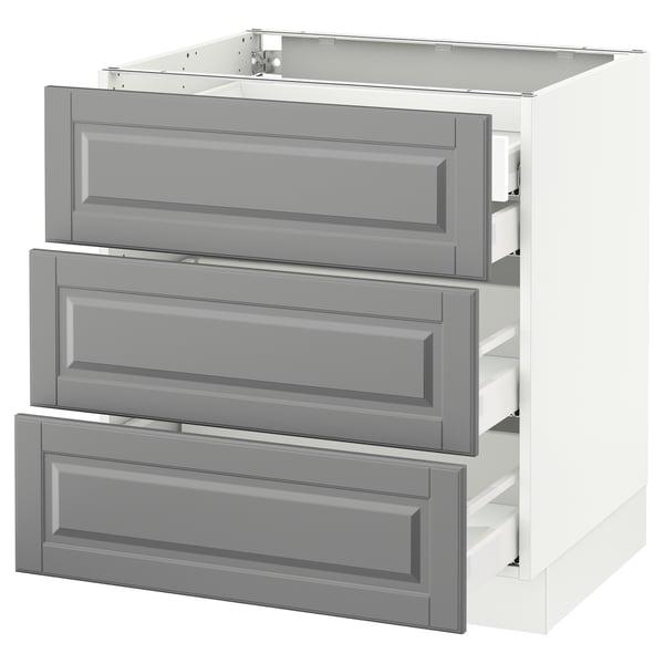 SEKTION Gabinete bajo 4 cajones, blanco Maximera/Bodbyn gris, 76x61x76 cm
