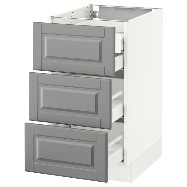 SEKTION Gabinete bajo 4 cajones, blanco Maximera/Bodbyn gris, 46x61x76 cm