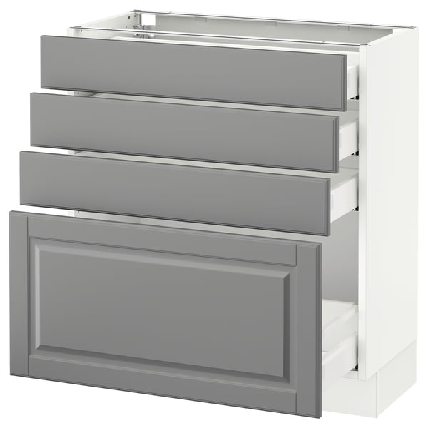 SEKTION Gabinete bajo 4 cajones, blanco Maximera/Bodbyn gris, 76x37x76 cm