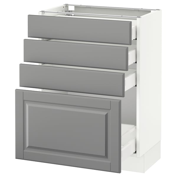 SEKTION Gabinete bajo 4 cajones, blanco Maximera/Bodbyn gris, 61x37x76 cm