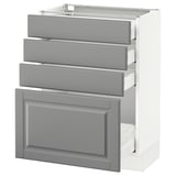 SEKTION Gabinete bajo 4 cajones, blanco Maximera/Bodbyn gris, 61x37x76 cm