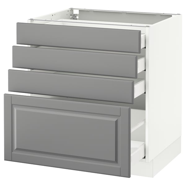 SEKTION Gabinete bajo 4 cajones, blanco Maximera/Bodbyn gris, 76x61x76 cm