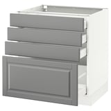 SEKTION Gabinete bajo 4 cajones, blanco Maximera/Bodbyn gris, 76x61x76 cm