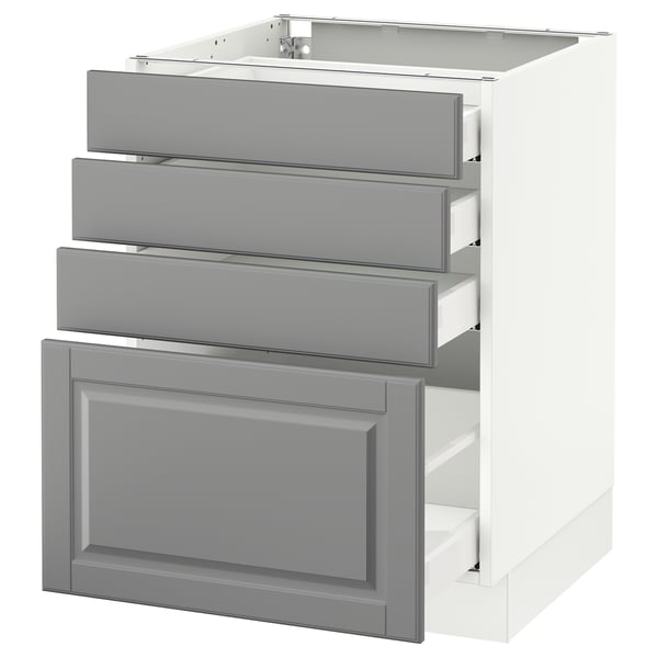 SEKTION Gabinete bajo 4 cajones, blanco Maximera/Bodbyn gris, 61x61x76 cm
